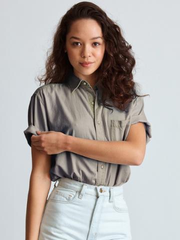 Unisex Denim Short Sleeve Button-Up Shirt